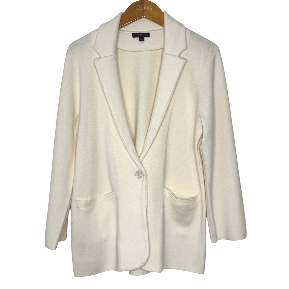 J. Crew Sweater Jacket Cream One Button Womens Size Small